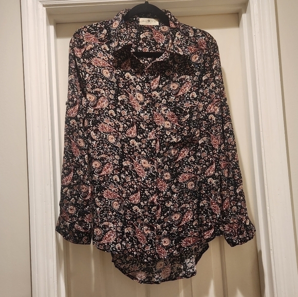 Natural life button down Paisley bohemian print - Picture 1 of 6